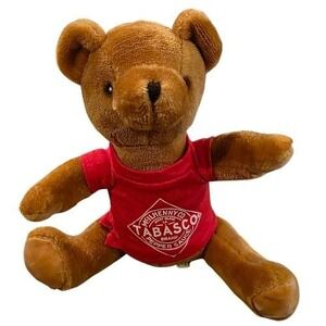 Tabasco Pepper Sauce Plush Teddy Bear Brown Red Shirt McIlhenny Co Toy Avery